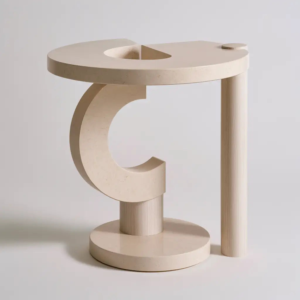 Tavolino laterale dalle linee moderne, beige e marrone, per la casa