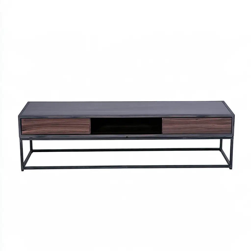 Credenza dal profilo contemporaneo, marrone e bianco, per la casa