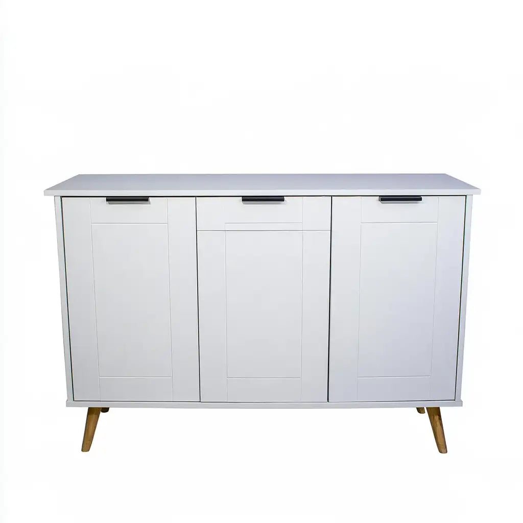 Credenza dalle linee moderne, marrone e bianco, per la casa