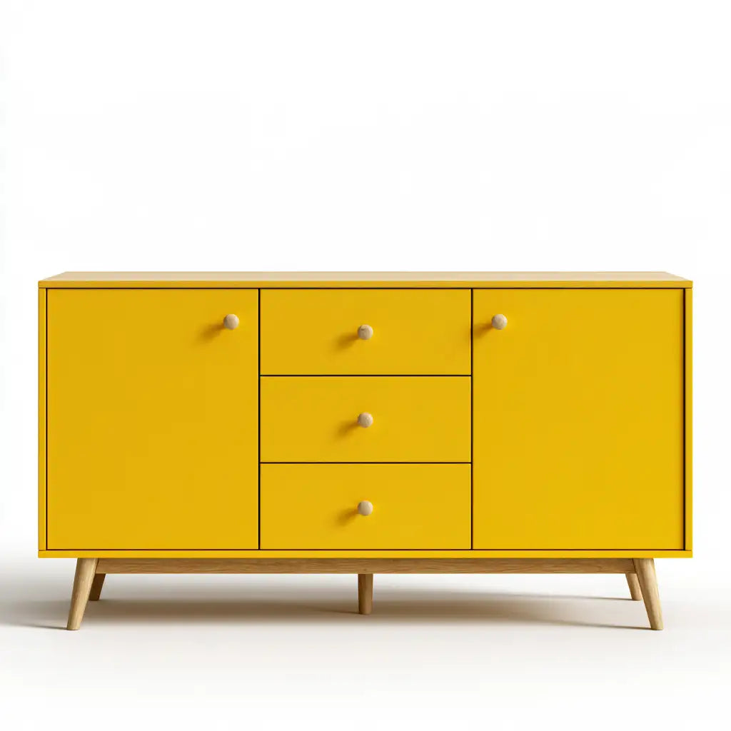 Cassettiera dal design essenziale, giallo, per la casa