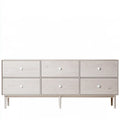 Credenza dalla forma compatta, beige e bianco, per la casa